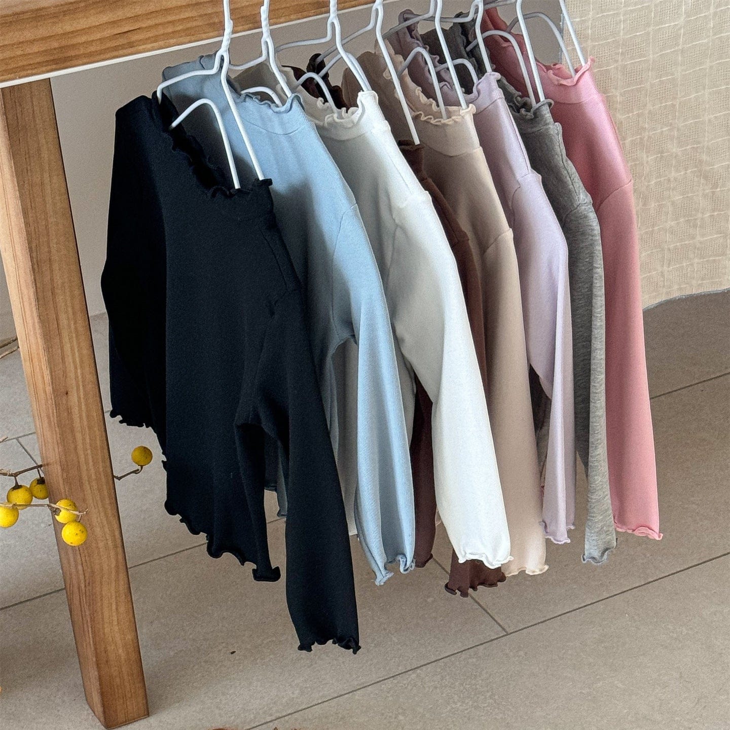 長袖Tシャツ 長袖Tシャツ シンプルベーシックフリルインナーTシャツ【mh0009203】