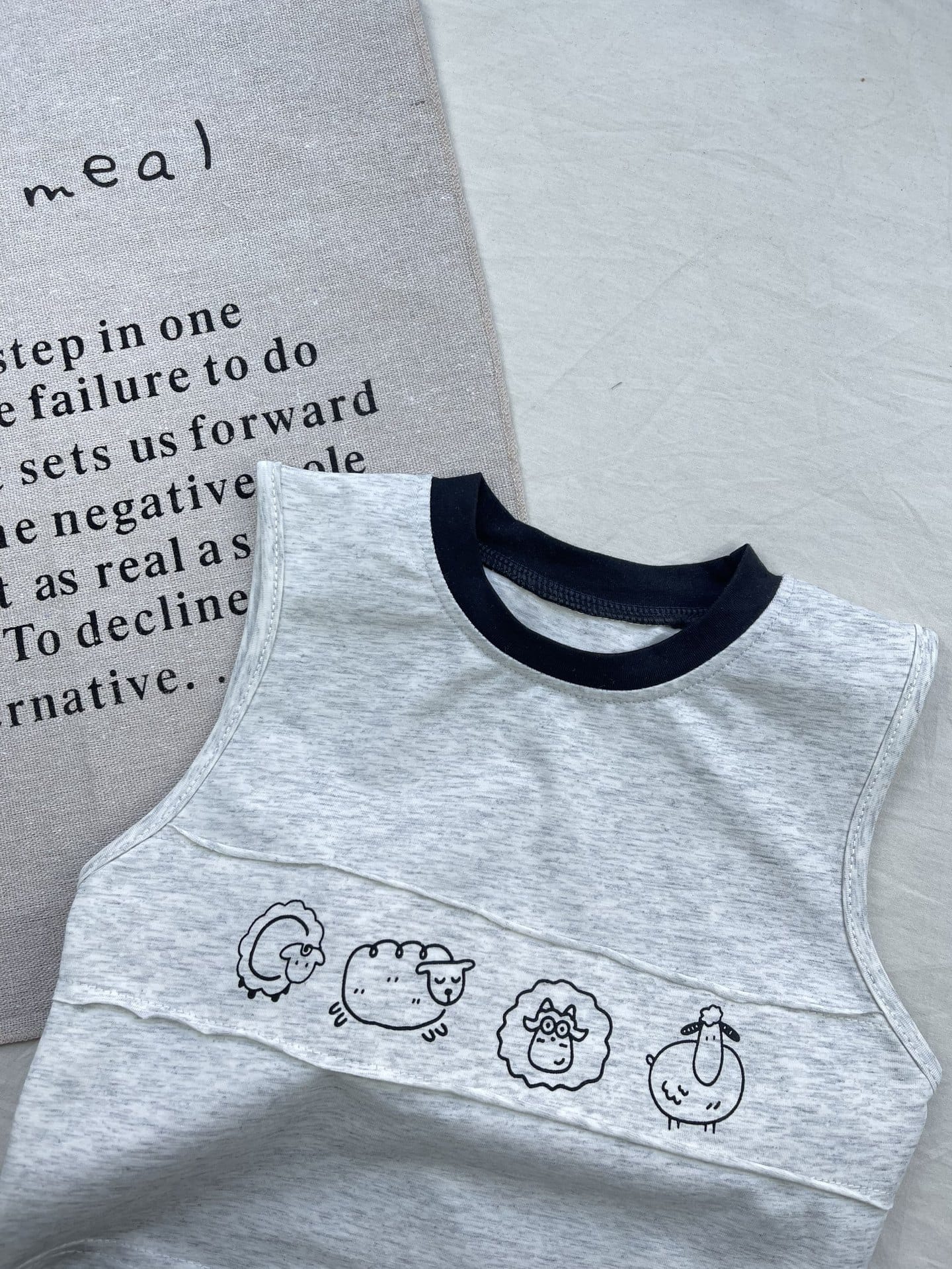 Lamb Graphic Sleeveless Set ヒツジ ストライプ ノースリーブセットアップ【mh0012915】 yi nian ni ノースリーブセットアップ