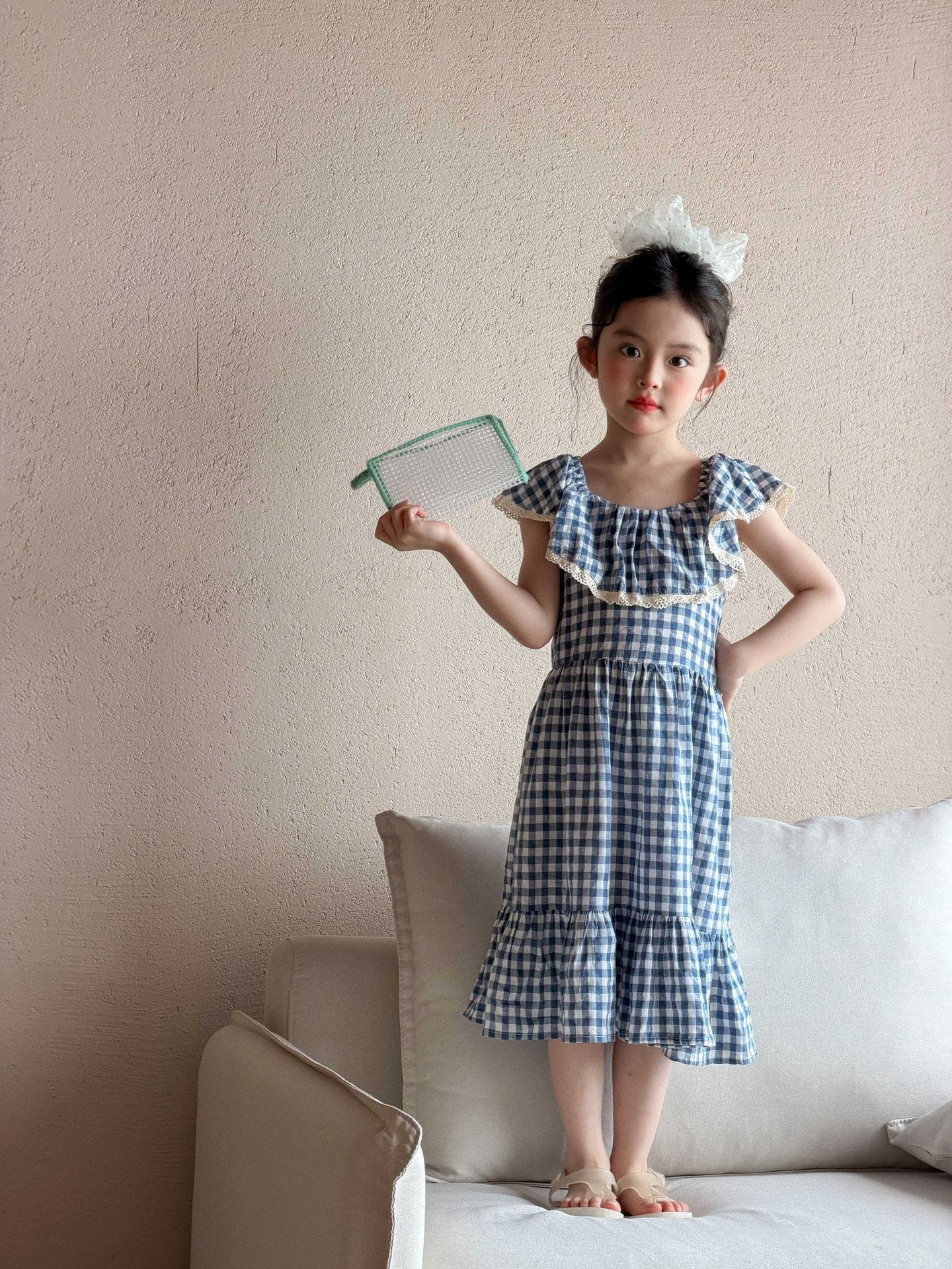 Large Lapel Plaid Casual Vacation Seaside Dress チェック 半袖ワンピース【mh0013288】 Mu Zika 半袖ワンピース