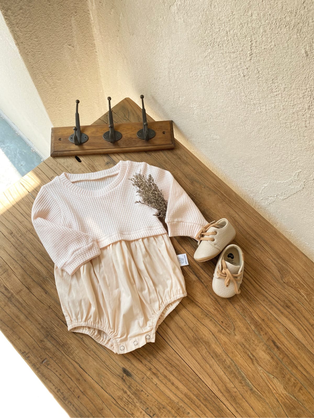 Layered Balloon Romper Beige レイヤード バルーン ロンパース ベージュ【mh0002374】 BBAMMA 長袖ロンパース