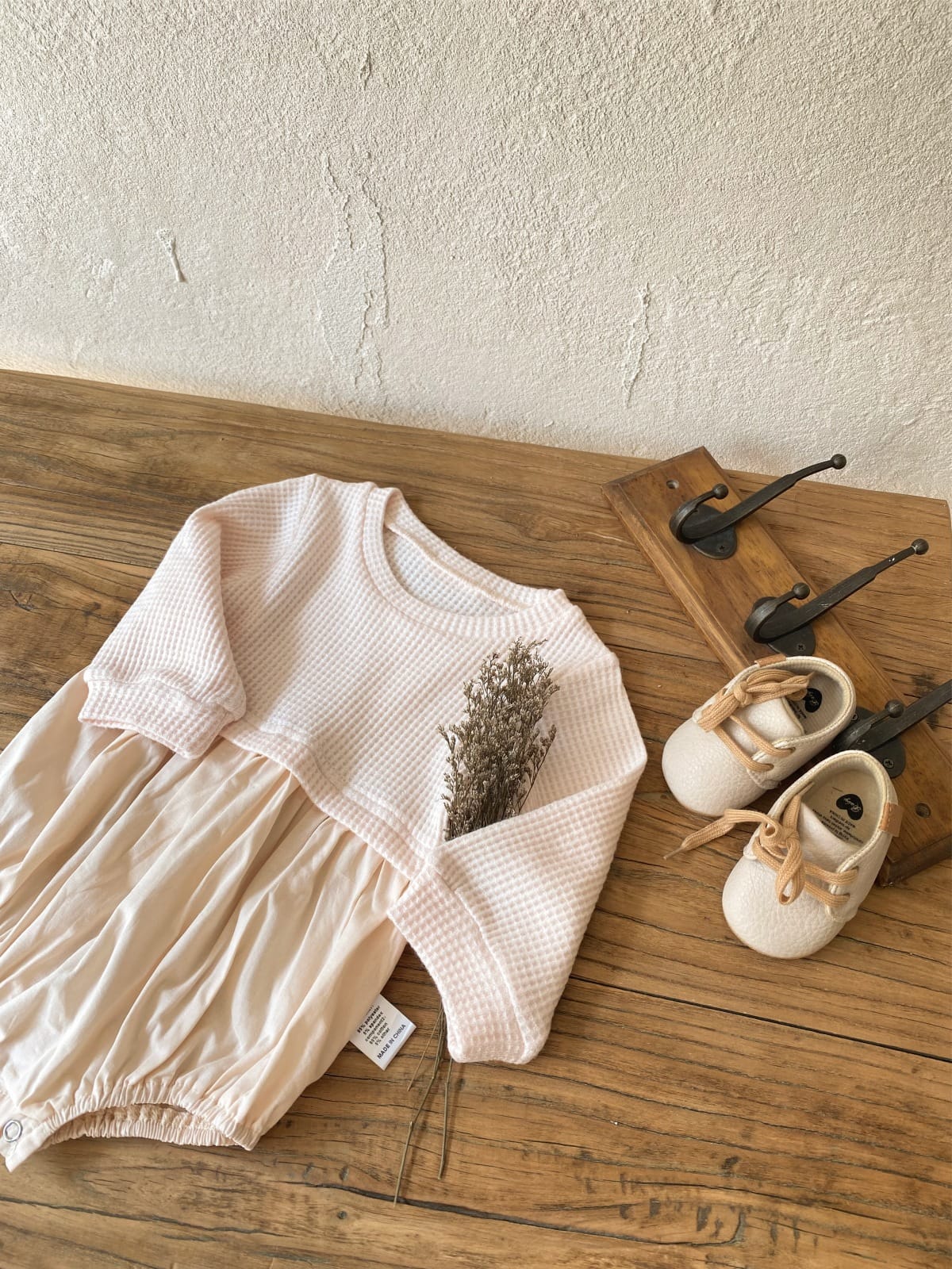 Layered Balloon Romper Beige レイヤード バルーン ロンパース ベージュ【mh0002374】 BBAMMA 長袖ロンパース
