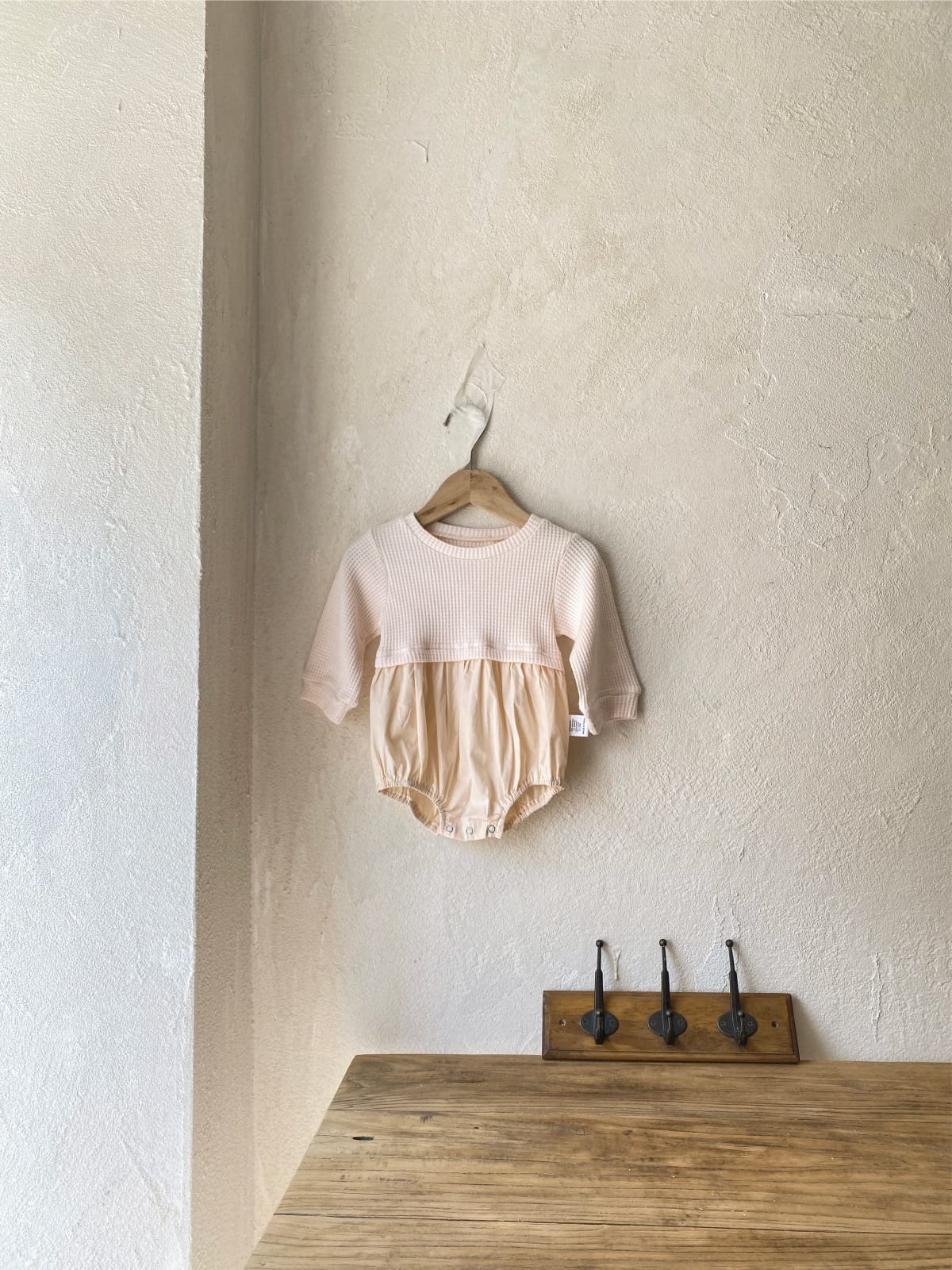 Layered Balloon Romper Beige レイヤード バルーン ロンパース ベージュ【mh0002374】 BBAMMA 長袖ロンパース