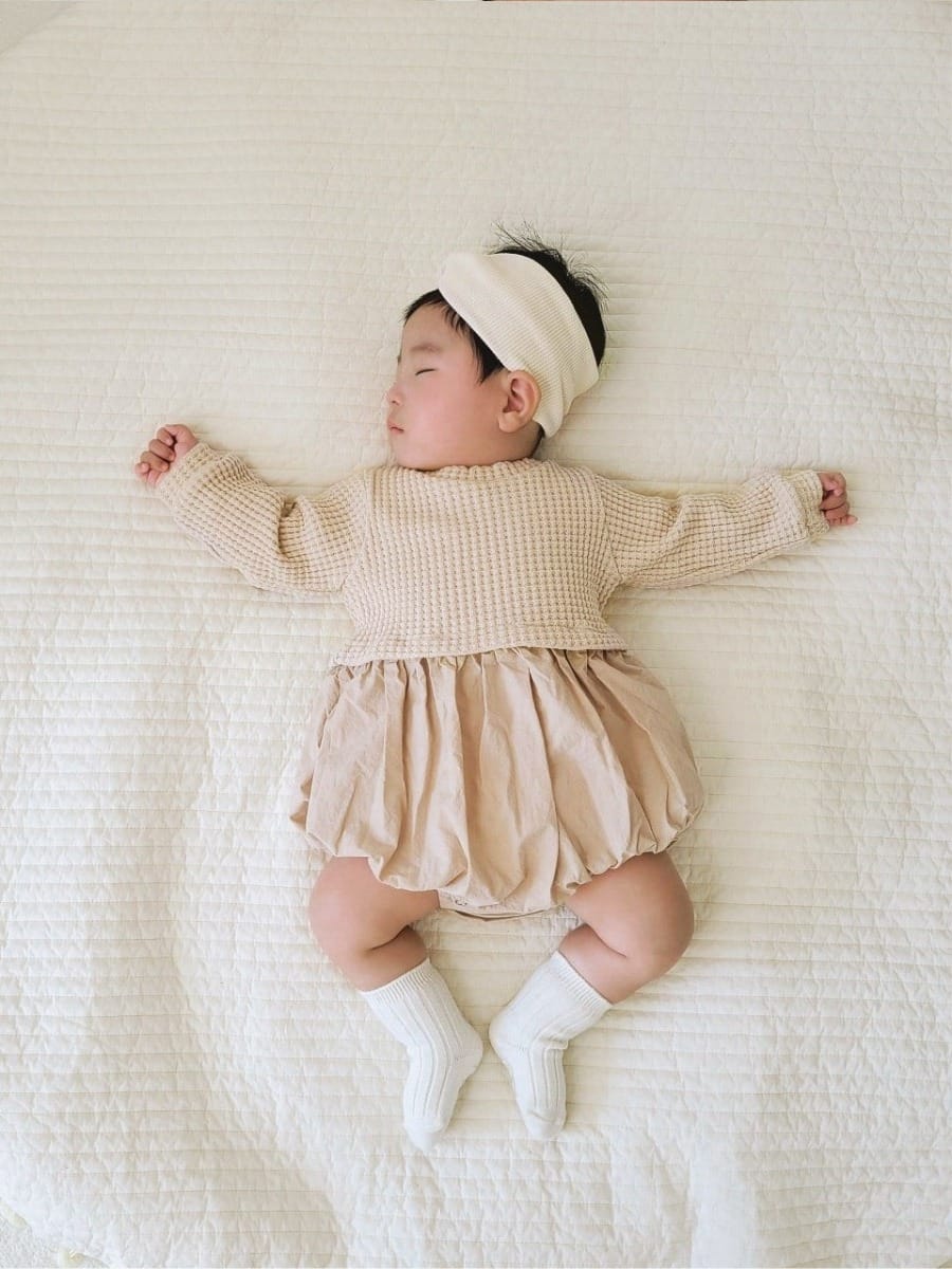 Layered Balloon Romper Beige レイヤード バルーン ロンパース ベージュ【mh0002374】 BBAMMA 長袖ロンパース