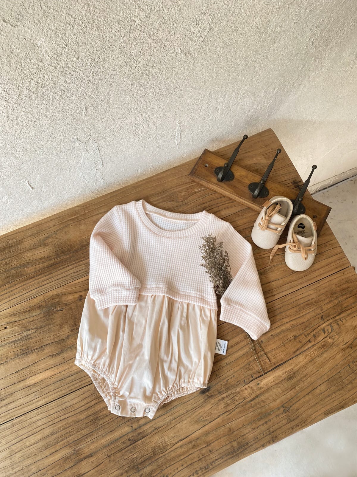 Layered Balloon Romper Beige レイヤード バルーン ロンパース ベージュ【mh0002374】 BBAMMA 長袖ロンパース