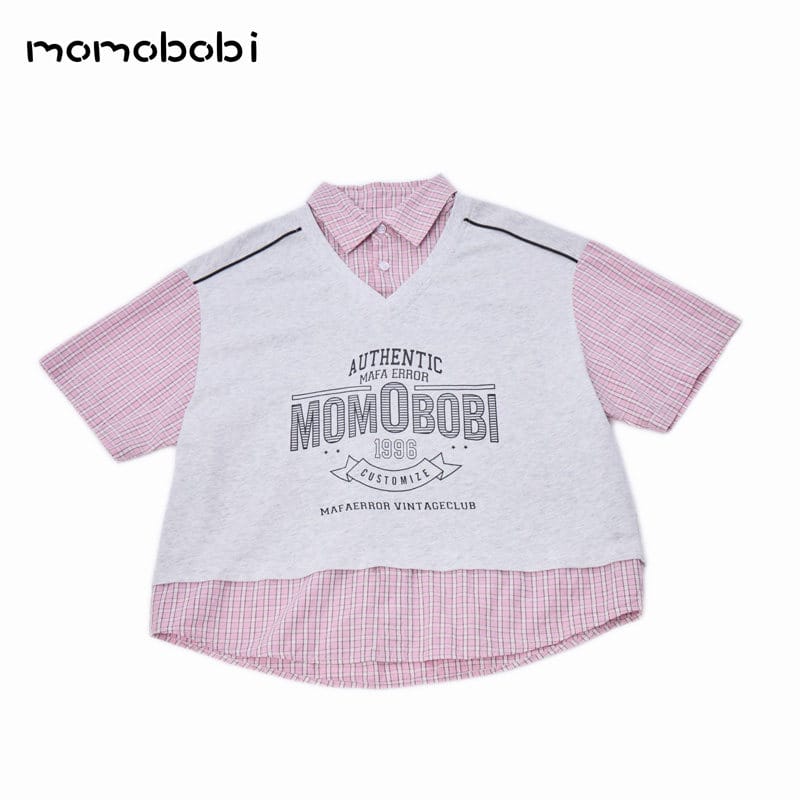Layered Check Shirt & Denim レイヤード風 半袖シャツ デニムパンツ【mh0012996】 mamahalo shop 半袖セットアップ