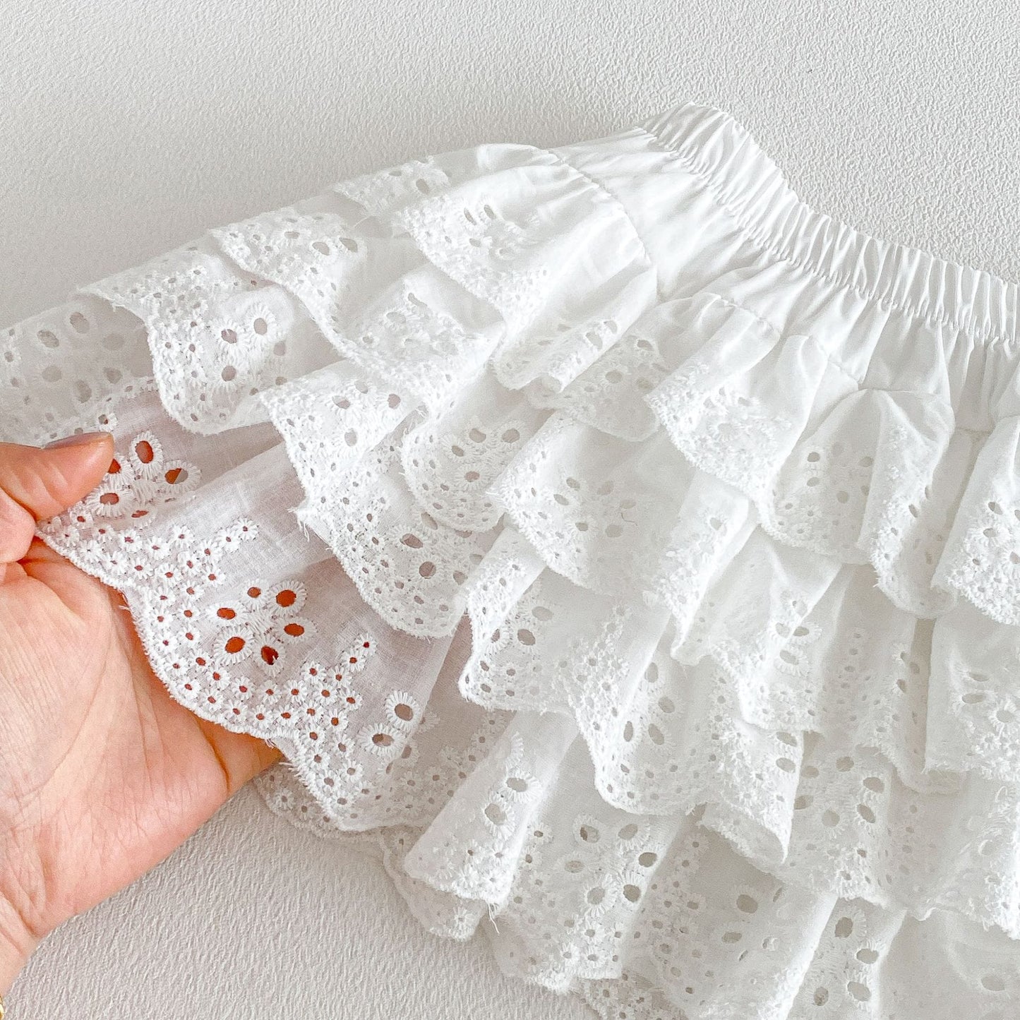 Layered Ruffle Cotton Skirt レース ギンガムチェック スカート【mh0012706】 angou スカート
