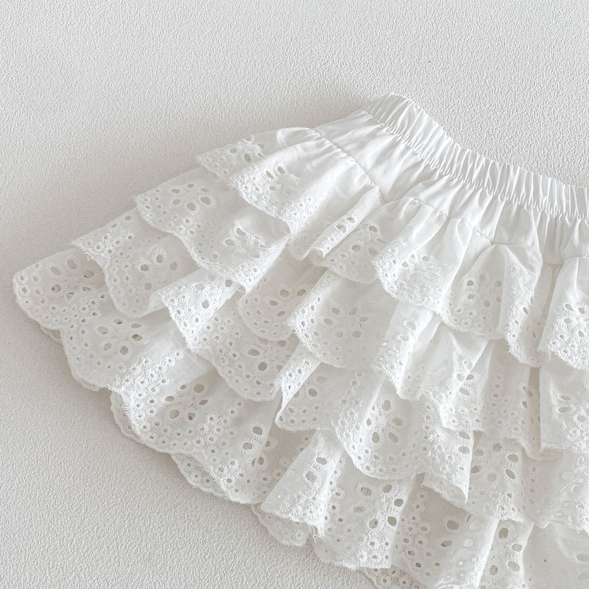 Layered Ruffle Cotton Skirt レース ギンガムチェック スカート【mh0012706】 angou スカート