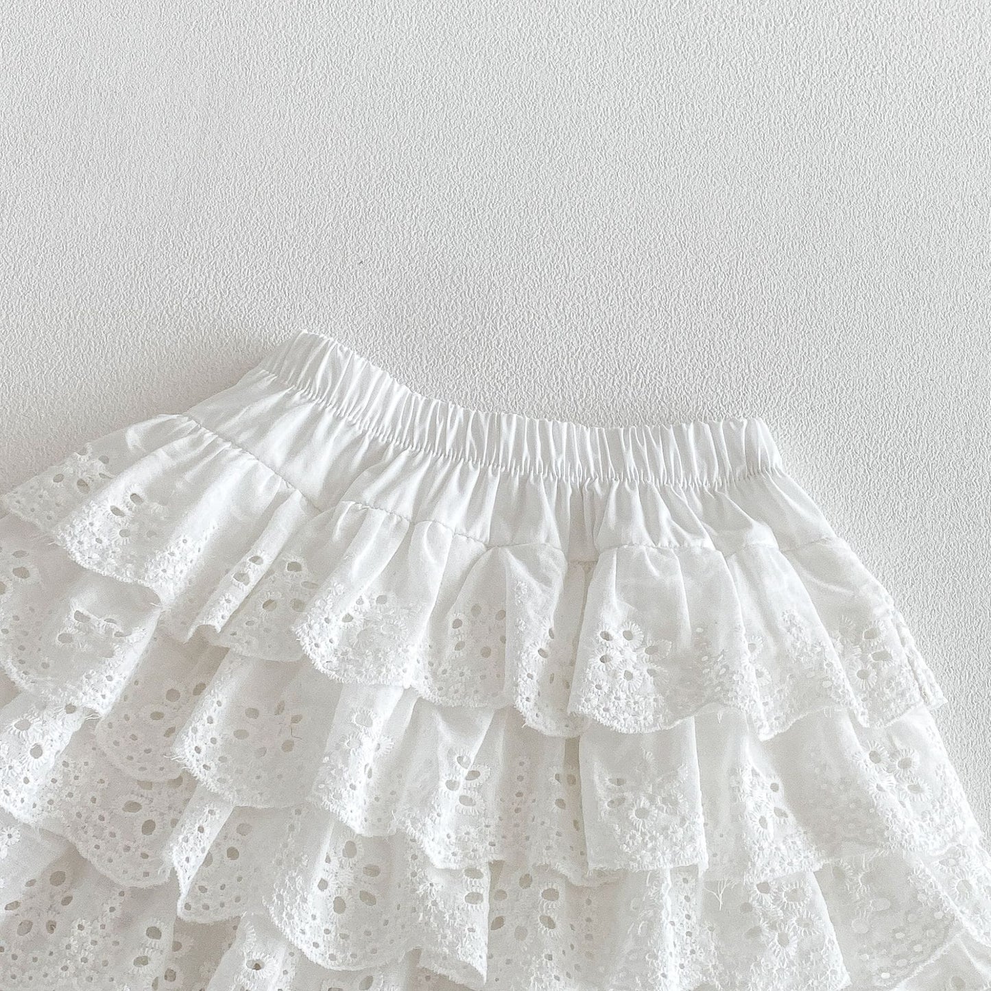 Layered Ruffle Cotton Skirt レース ギンガムチェック スカート【mh0012706】 angou スカート