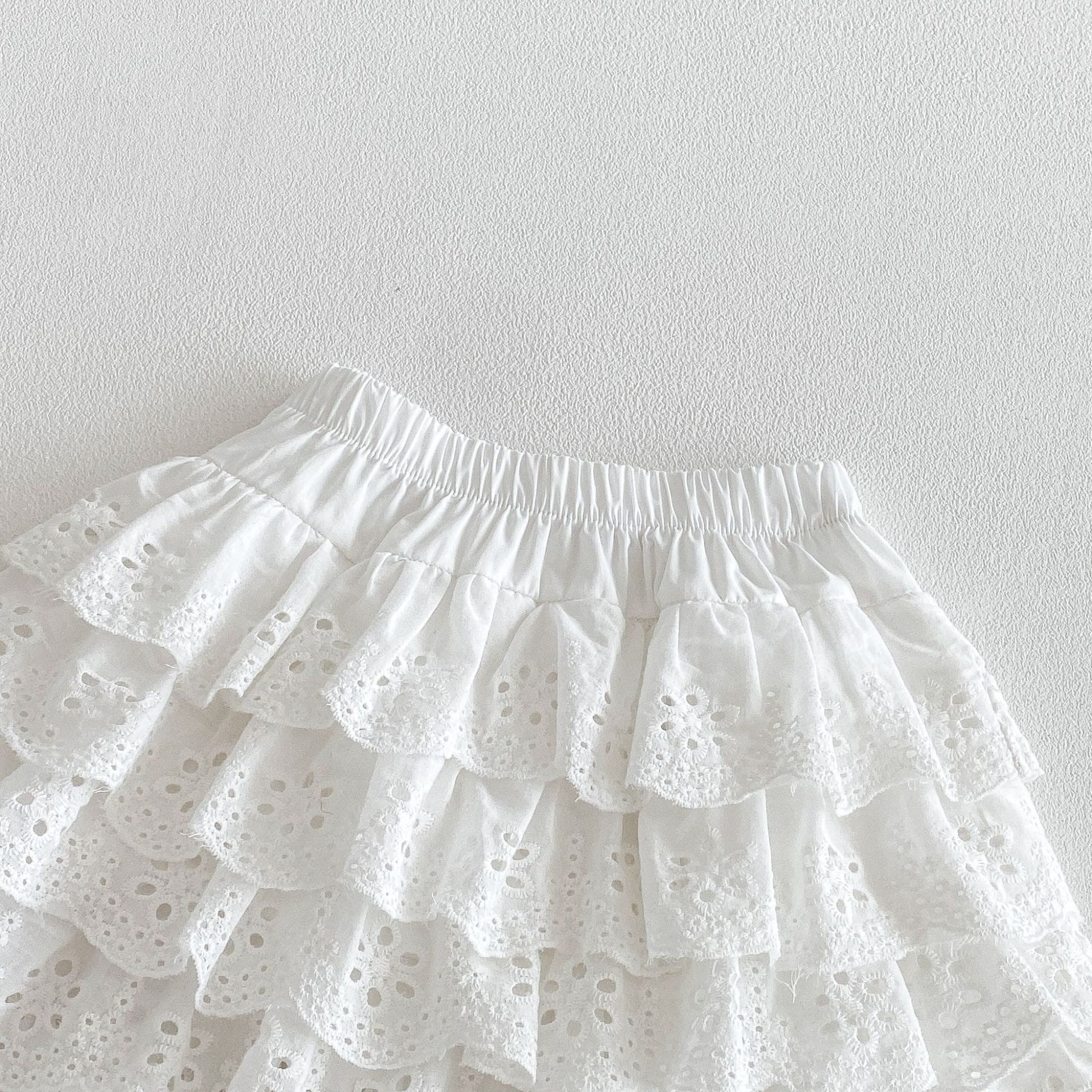 Layered Ruffle Cotton Skirt レース ギンガムチェック スカート【mh0012706】 angou スカート