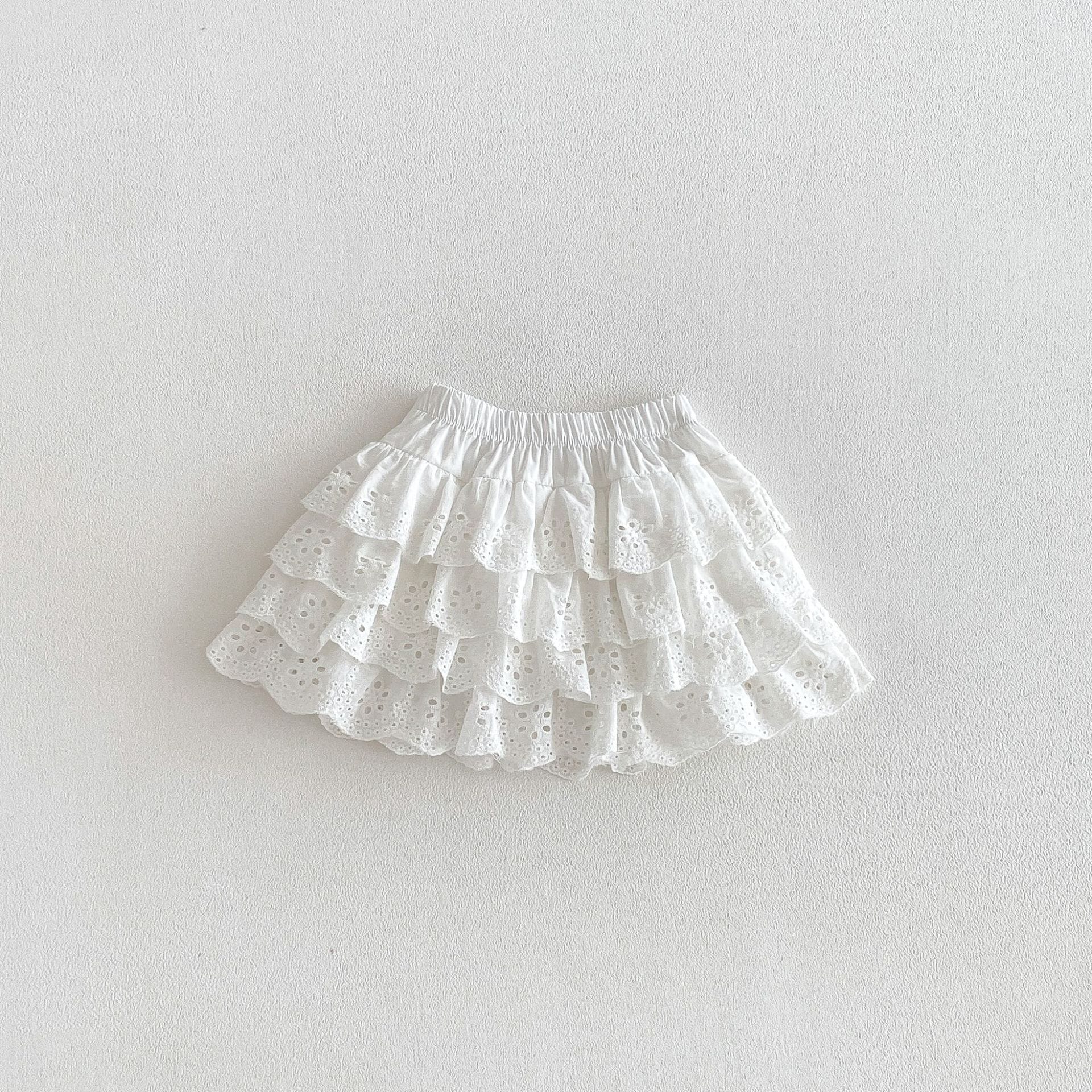 Layered Ruffle Cotton Skirt レース ギンガムチェック スカート【mh0012706】 angou スカート