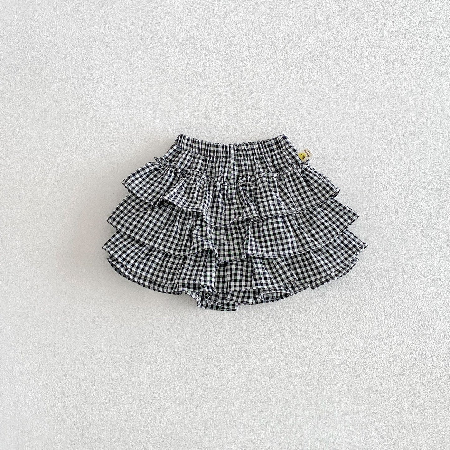 Layered Ruffle Cotton Skirt レース ギンガムチェック スカート【mh0012706】 angou スカート