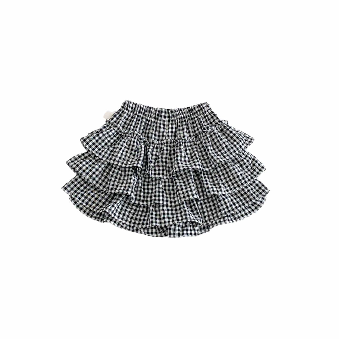Layered Ruffle Cotton Skirt レース ギンガムチェック スカート【mh0012706】 angou スカート