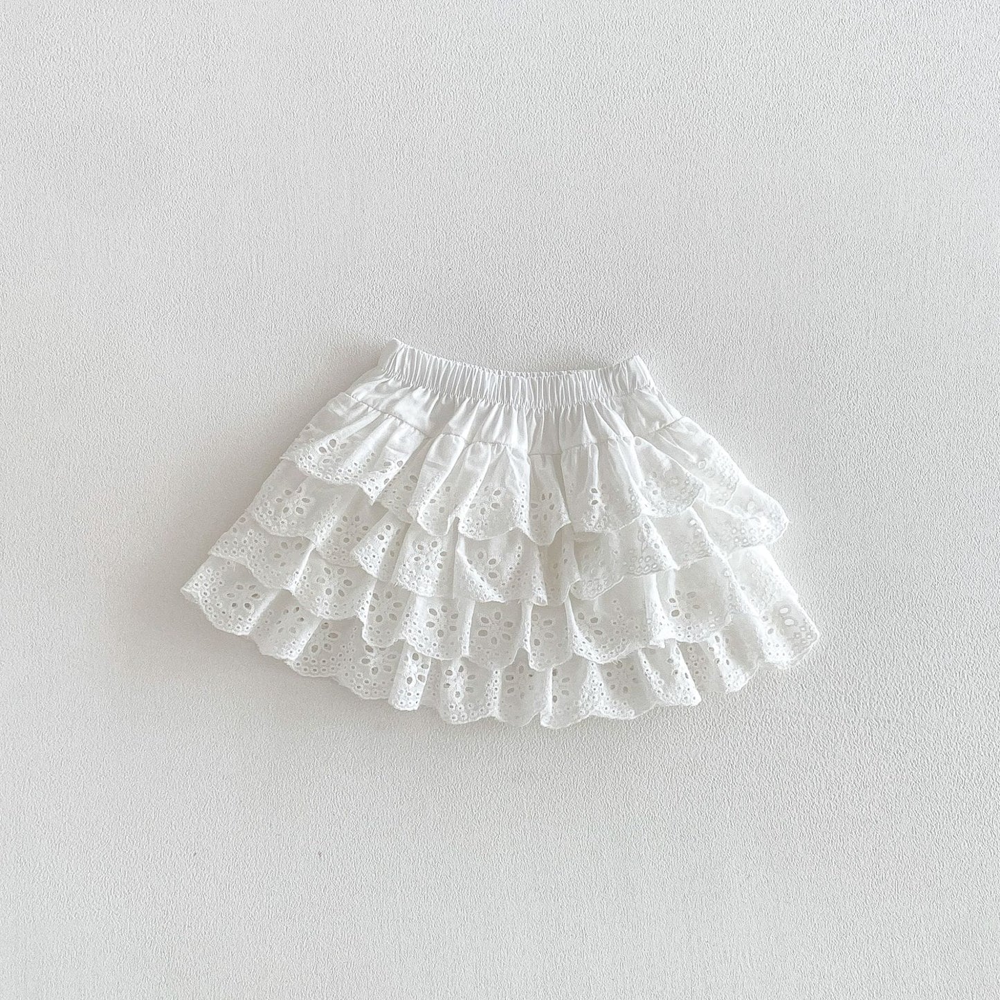 Layered Ruffle Cotton Skirt レース ギンガムチェック スカート【mh0012706】 White / 73cm angou スカート