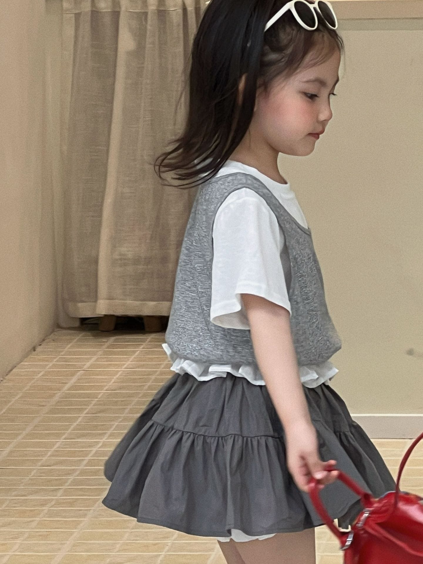 Layered Short-Sleeve T-shirt Lace Skirt ドッキング 半袖Tシャツ フリルスカート【mh0013303】 Mu Zika 半袖セットアップ