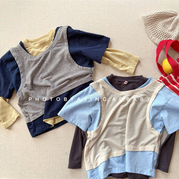 Layered Sleeveless Top T-shirt セット 重ね着風 長袖 Tシャツ【mh0012476】 ADbaby 長袖Tシャツ