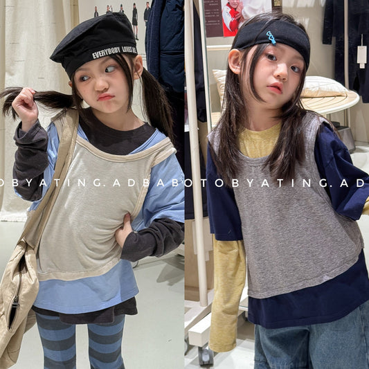 Layered Sleeveless Top T-shirt セット 重ね着風 長袖 Tシャツ【mh0012476】 ADbaby 長袖Tシャツ