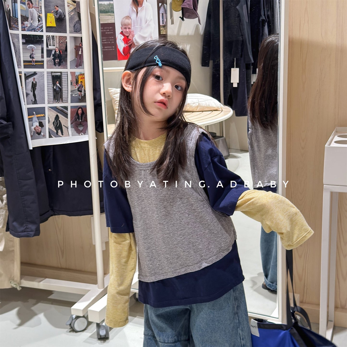 Layered Sleeveless Top T-shirt セット 重ね着風 長袖 Tシャツ【mh0012476】 ADbaby 長袖Tシャツ