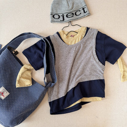 Layered Sleeveless Top T-shirt セット 重ね着風 長袖 Tシャツ【mh0012476】 Light Gray / 80cm ADbaby 長袖Tシャツ