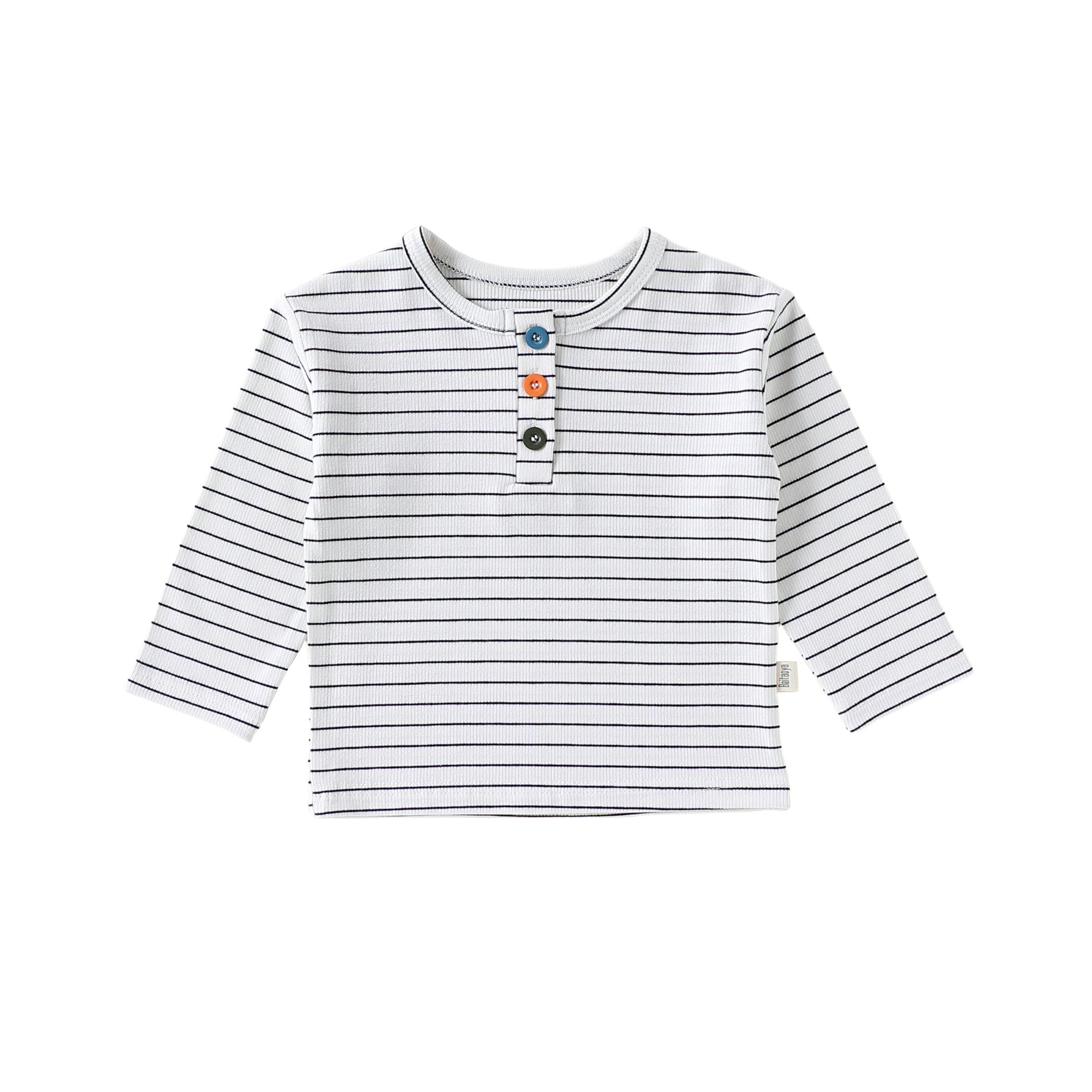 Lemon Embroidered Overalls レモン刺繍 オーバーオール【mh0012343】 73CM / Black and white stripes mamahalo shop