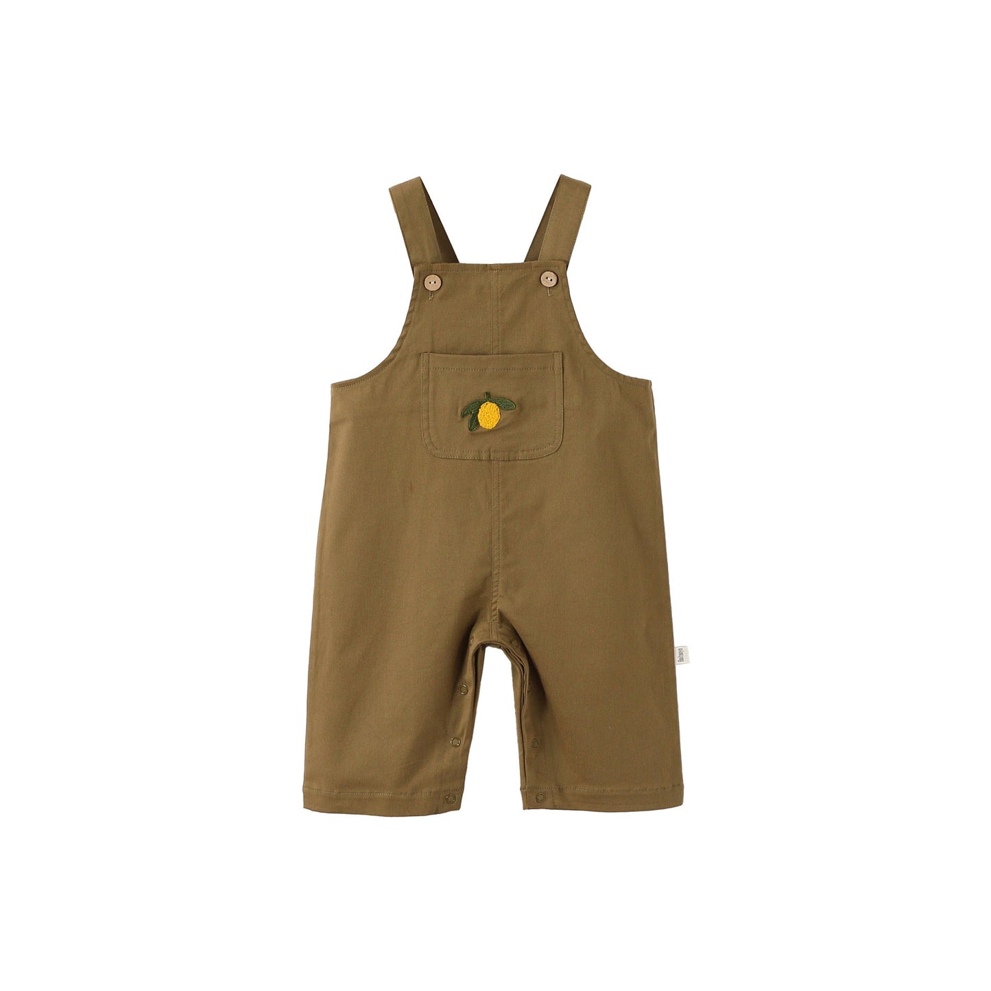 Lemon Embroidered Overalls レモン刺繍 オーバーオール【mh0012343】 73CM / Olive green mamahalo shop