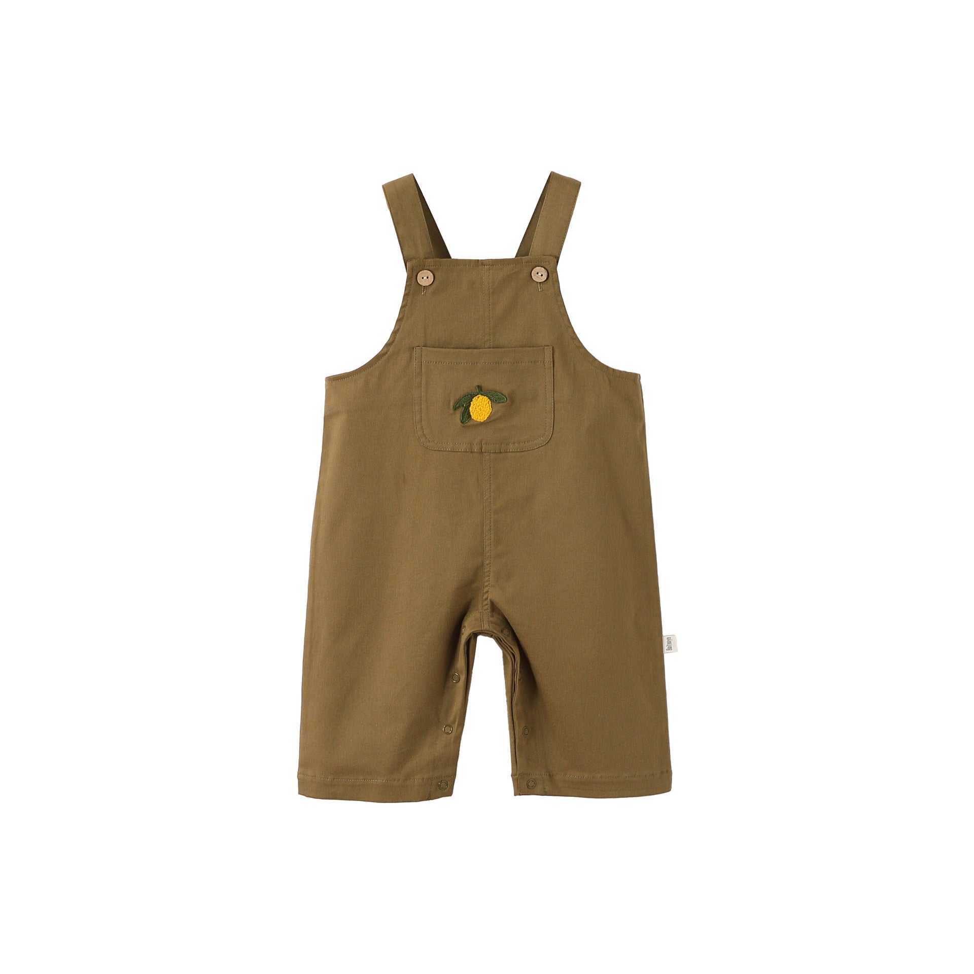 Lemon Embroidered Overalls レモン刺繍 オーバーオール【mh0012343】 73CM / Olive green mamahalo shop