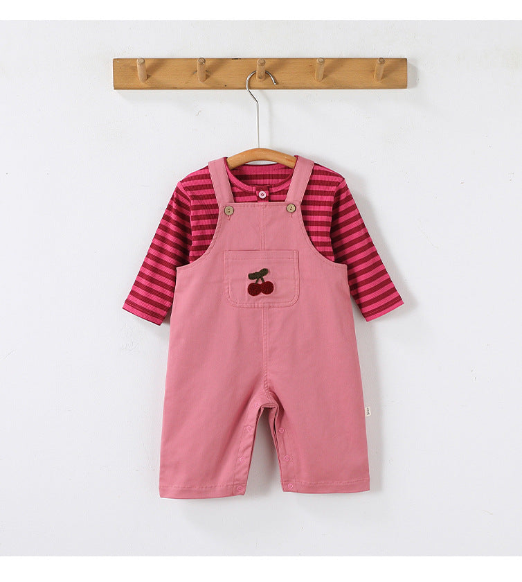 Lemon Embroidered Overalls レモン刺繍 オーバーオール【mh0012343】 Beitaoya