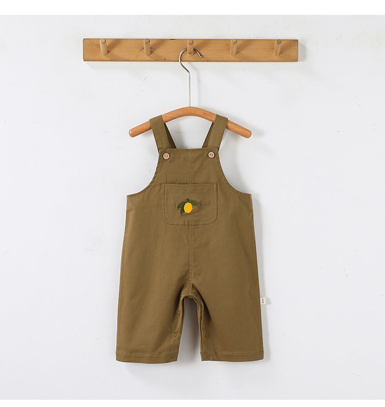Lemon Embroidered Overalls レモン刺繍 オーバーオール【mh0012343】 Beitaoya