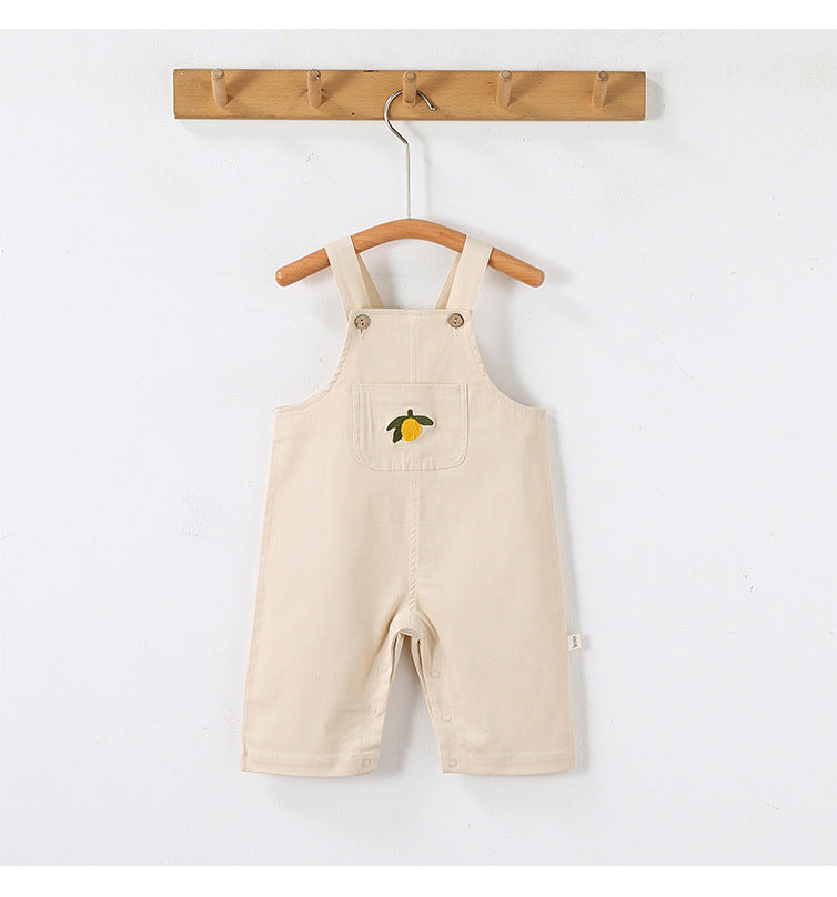 Lemon Embroidered Overalls レモン刺繍 オーバーオール【mh0012343】 Beitaoya