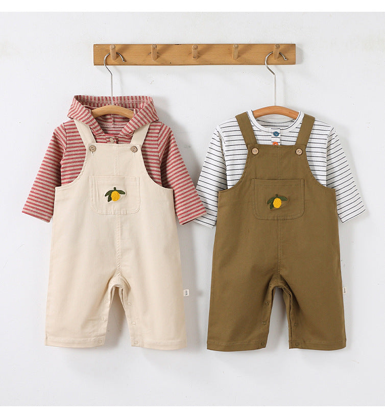 Lemon Embroidered Overalls レモン刺繍 オーバーオール【mh0012343】 Beitaoya