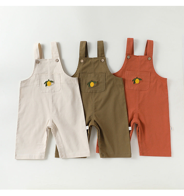 Lemon Embroidered Overalls レモン刺繍 オーバーオール【mh0012343】 Beitaoya