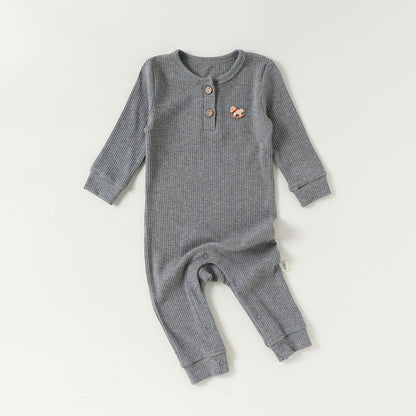 Lenzing Modal Long-Sleeve Romper モダール 長袖ロンパース【mh0012325】 66cm / flecking gray mamahalo shop