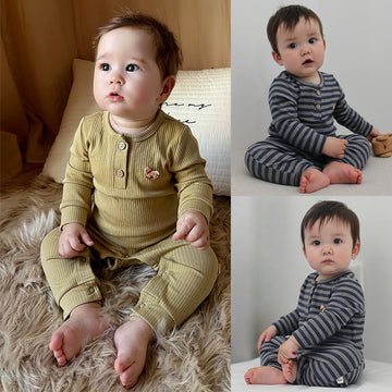 Lenzing Modal Long-Sleeve Romper モダール 長袖ロンパース【mh0012325】 mamahalo shop