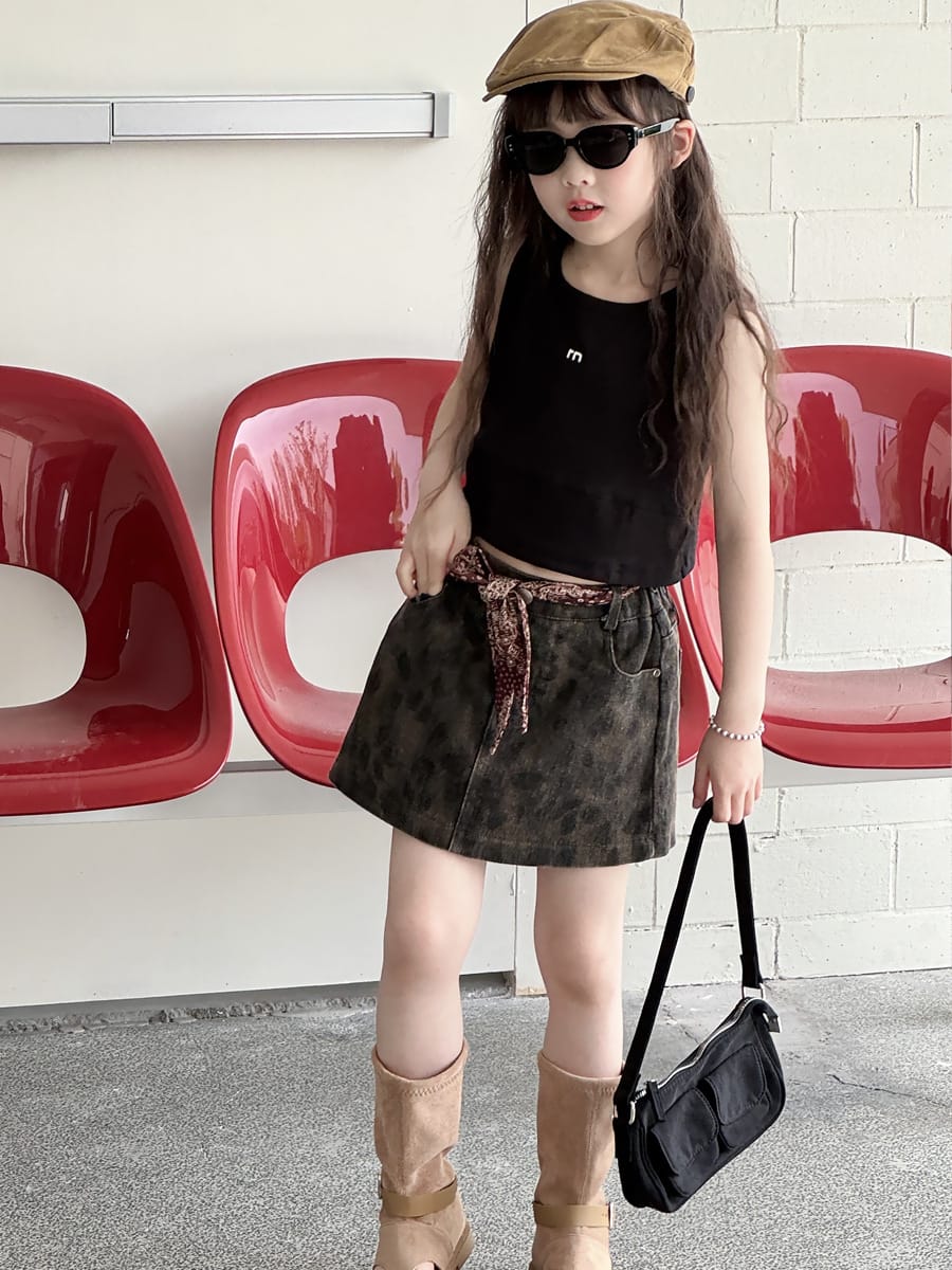 Leopard Denim Skirt レオパード 台形スカート【mh0013073】 mamahalo kids スカート