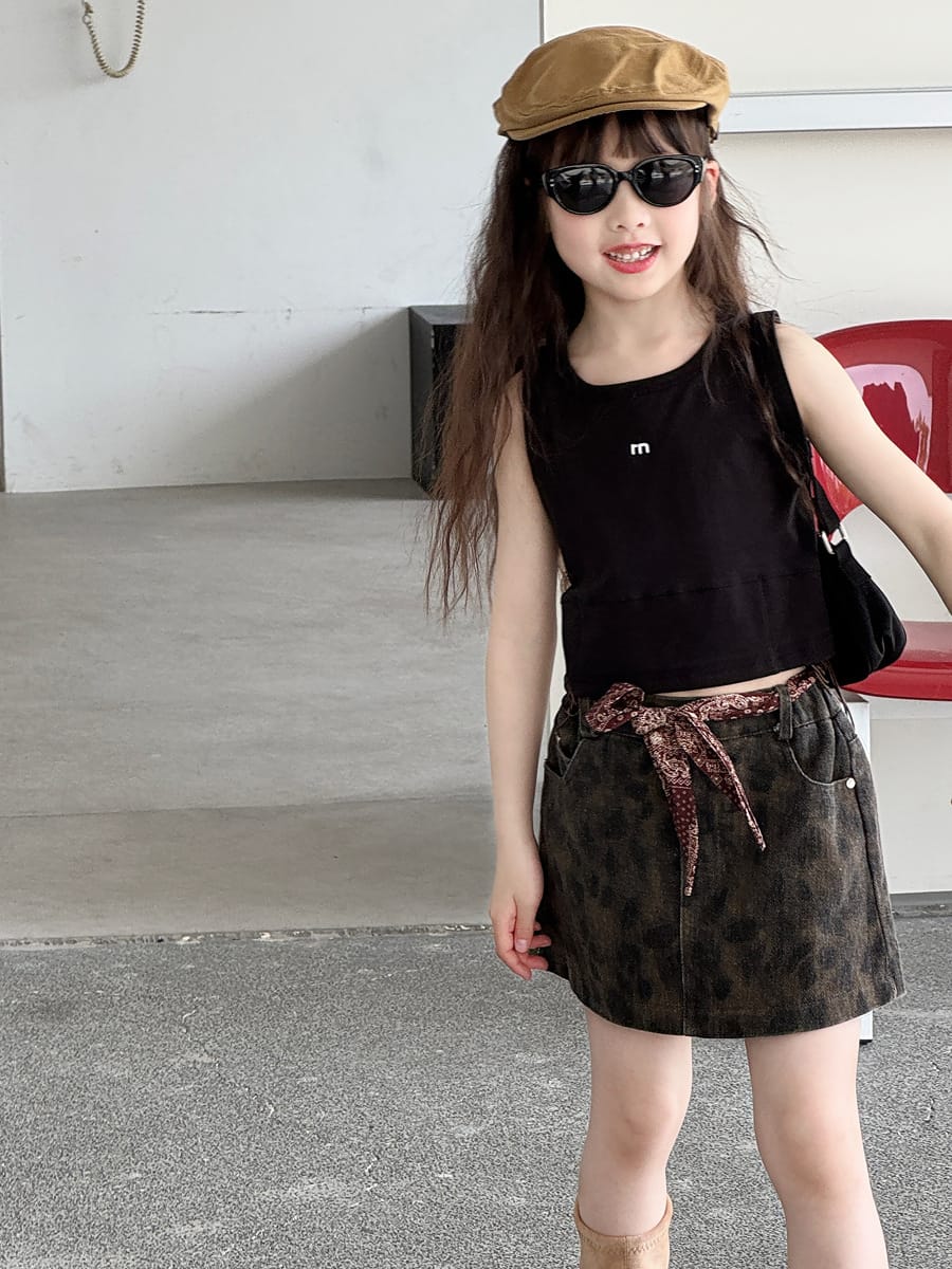 Leopard Denim Skirt レオパード 台形スカート【mh0013073】 mamahalo kids スカート