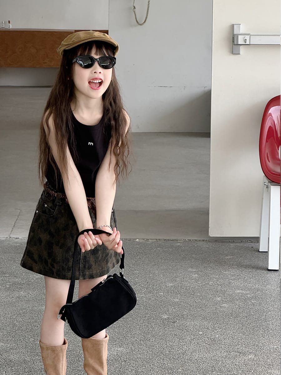 Leopard Denim Skirt レオパード 台形スカート【mh0013073】 mamahalo kids スカート