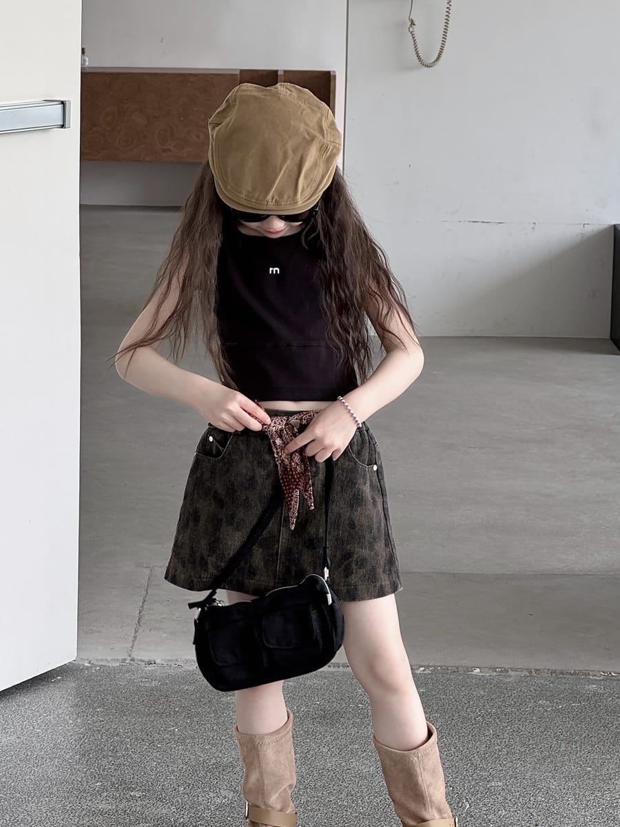 Leopard Denim Skirt レオパード 台形スカート【mh0013073】 mamahalo kids スカート