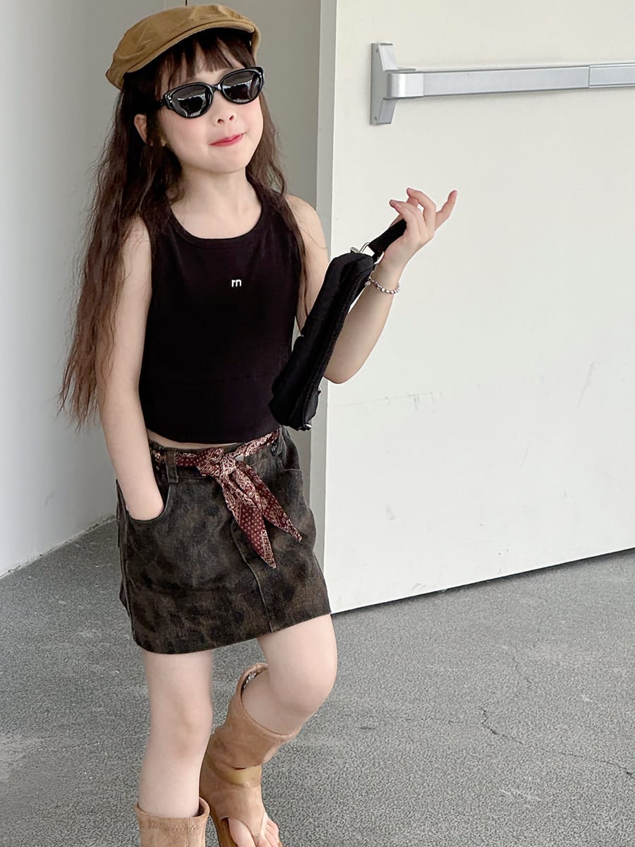 Leopard Denim Skirt レオパード 台形スカート【mh0013073】 mamahalo kids スカート