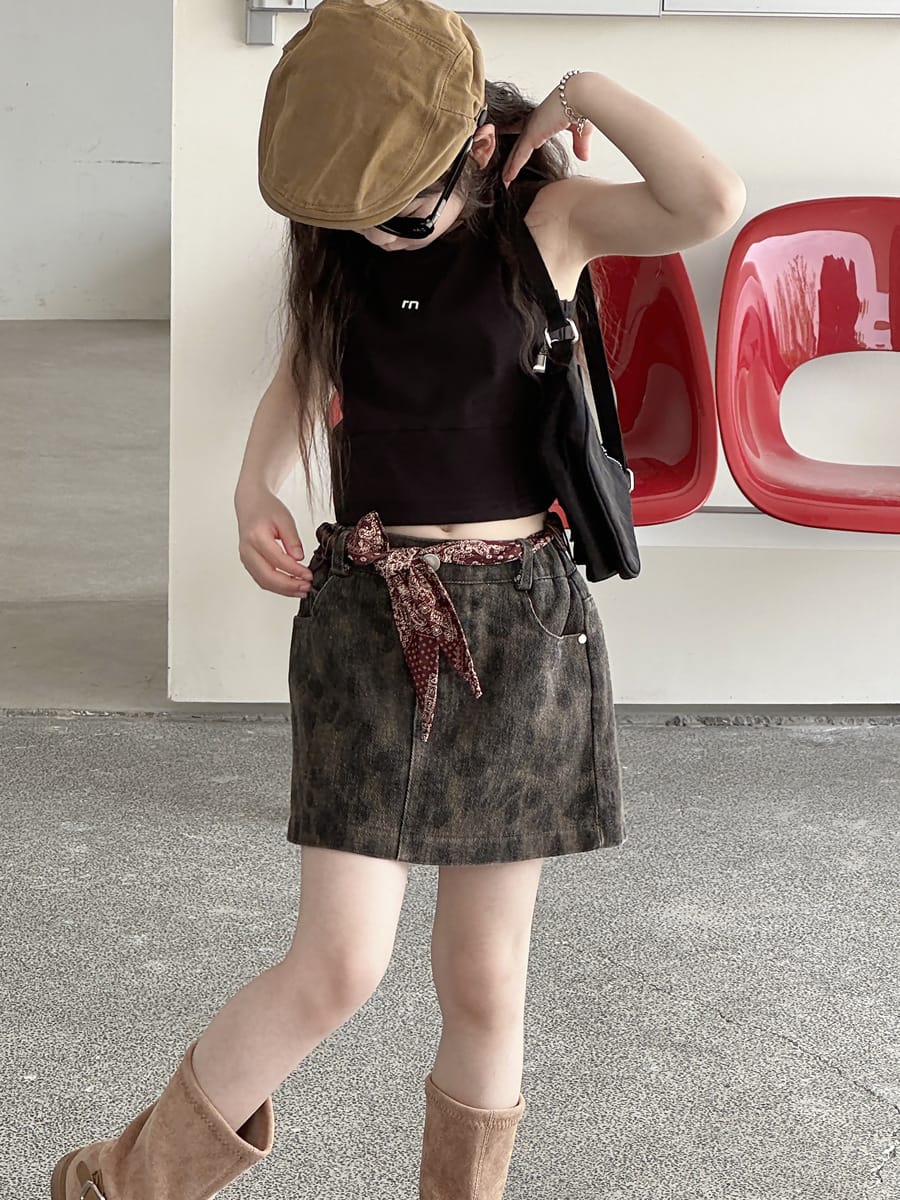 Leopard Denim Skirt レオパード 台形スカート【mh0013073】 mamahalo kids スカート