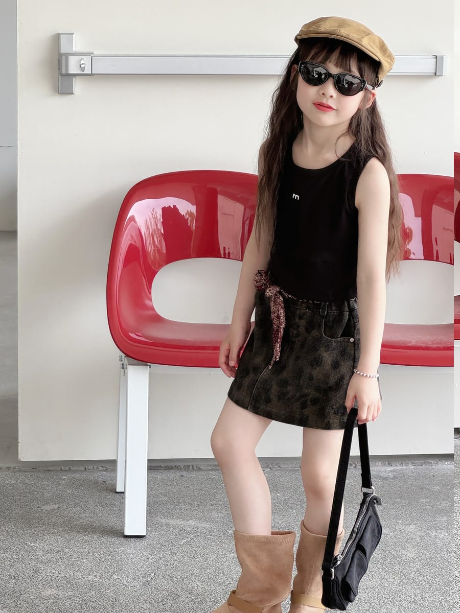 Leopard Denim Skirt レオパード 台形スカート【mh0013073】 mamahalo kids スカート