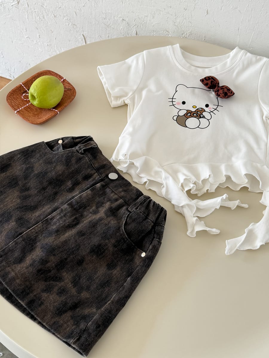 Leopard Denim Skirt レオパード 台形スカート【mh0013073】 mamahalo kids スカート