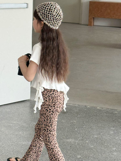 Leopard Flare Leggings フレア ロングパンツ【mh0013079】 mamahalo kids ロングパンツ・スウェットパンツ