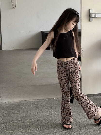 Leopard Flare Leggings フレア ロングパンツ【mh0013079】 mamahalo kids ロングパンツ・スウェットパンツ