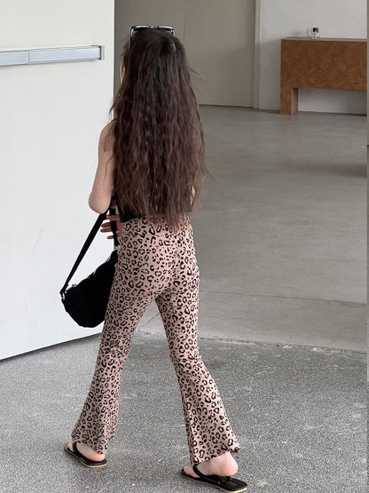 Leopard Flare Leggings フレア ロングパンツ【mh0013079】 mamahalo kids ロングパンツ・スウェットパンツ