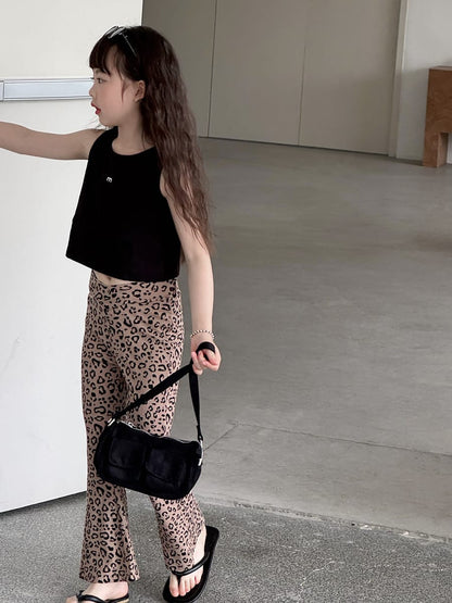 Leopard Flare Leggings フレア ロングパンツ【mh0013079】 mamahalo kids ロングパンツ・スウェットパンツ