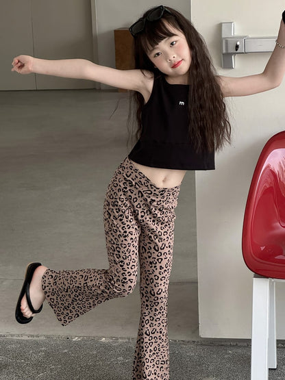 Leopard Flare Leggings フレア ロングパンツ【mh0013079】 mamahalo kids ロングパンツ・スウェットパンツ