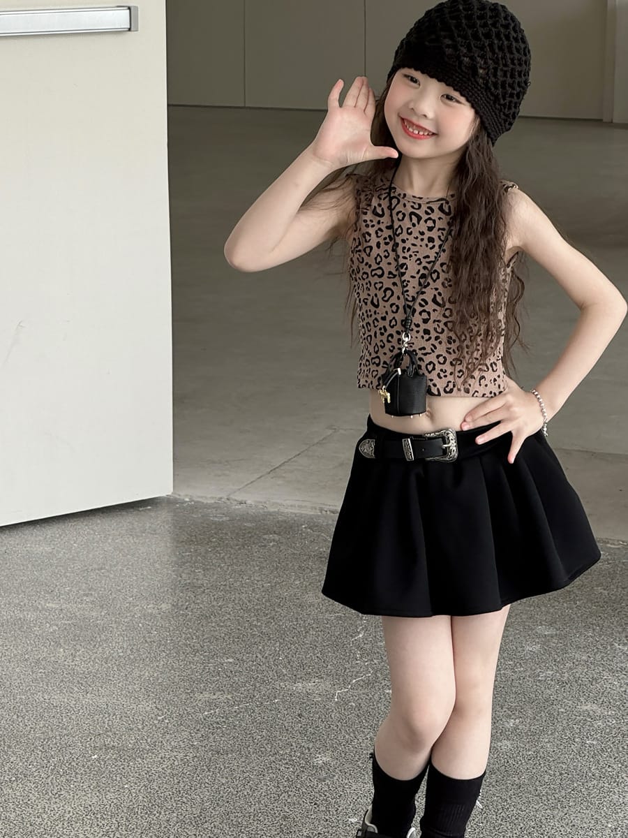 Leopard Print Ribbed Tank Top レオパード ノースリーブTシャツ【mh0013077】 mamahalo kids タンクトップ・キャミソール・ノースリーブトップス