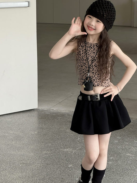 Leopard Print Ribbed Tank Top レオパード ノースリーブTシャツ【mh0013077】 mamahalo kids タンクトップ・キャミソール・ノースリーブトップス