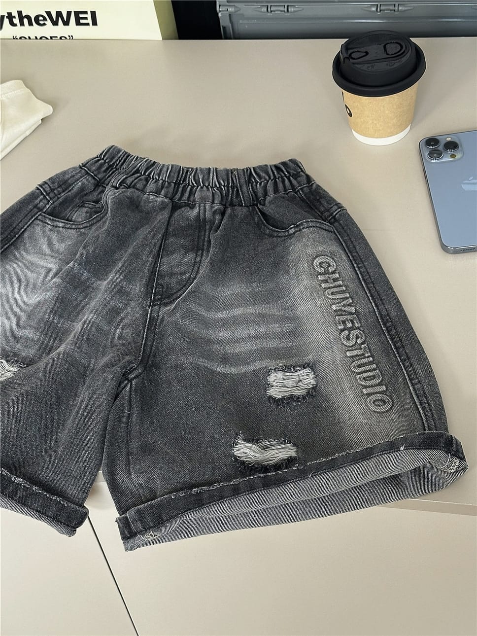 Letter Denim Shorts ロゴ デニムハーフパンツ【mh0012961】 snidols ハーフパンツ・ショートパンツ