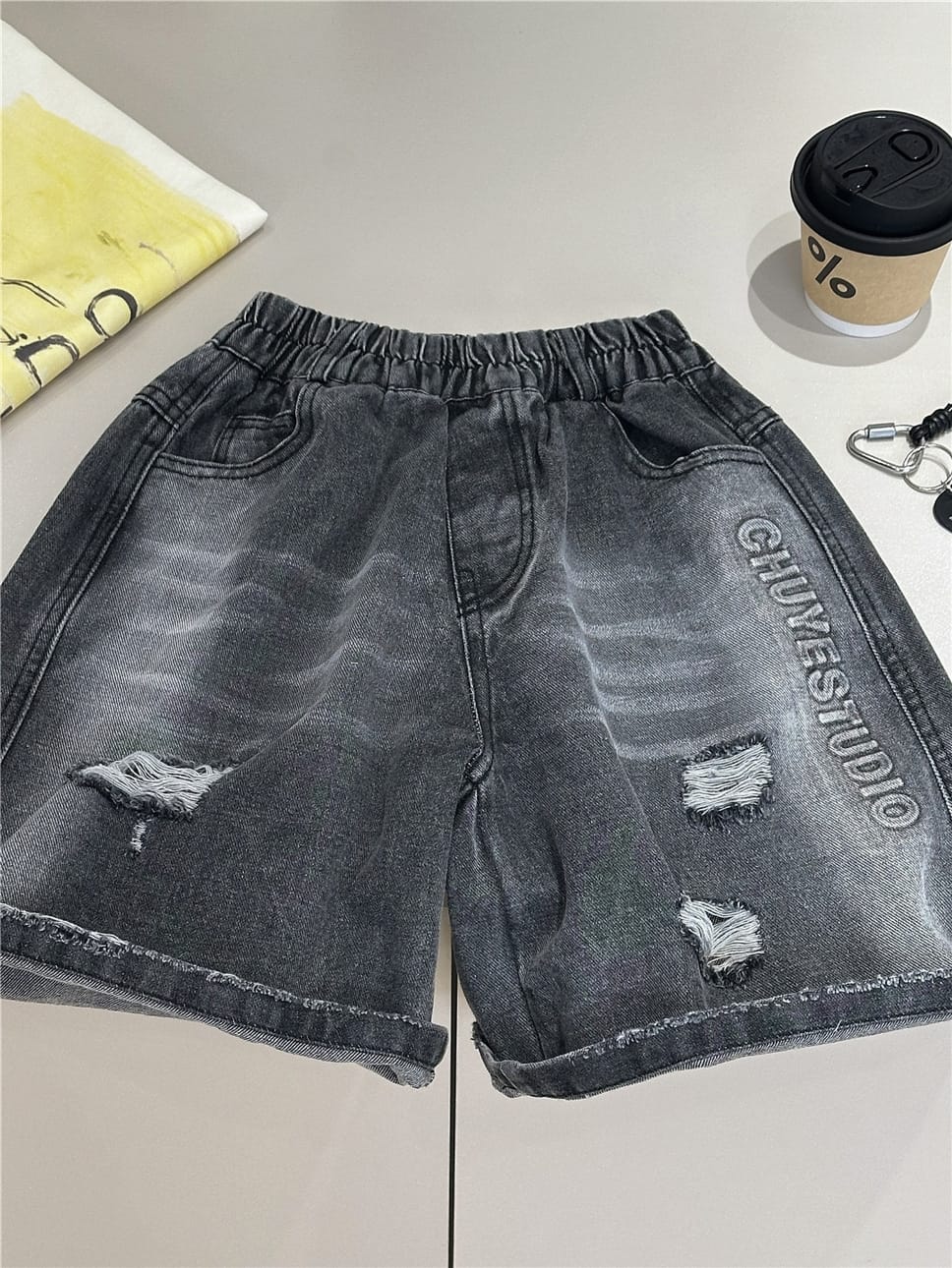 Letter Denim Shorts ロゴ デニムハーフパンツ【mh0012961】 snidols ハーフパンツ・ショートパンツ