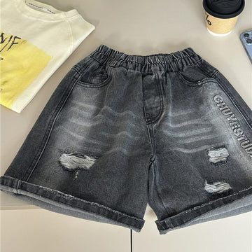 Letter Denim Shorts ロゴ デニムハーフパンツ【mh0012961】 snidols ハーフパンツ・ショートパンツ